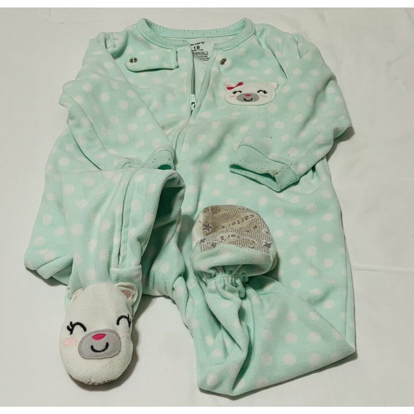 Carters Footed Pajamas Girls 18 Months Fleece Zip Spring Colors Animals Lot of 4 - Picture 5 of 13